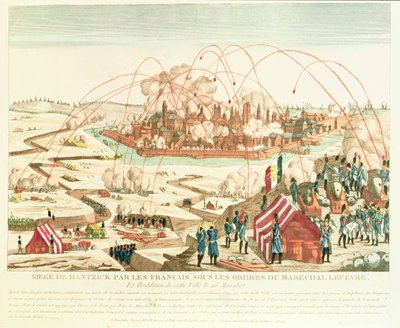 Le siège de Dantzig sous le commandement du maréchal Pierre Joseph Lefebvre (1755-1820) et la reddition de la ville, 26 mai 1807 - French School